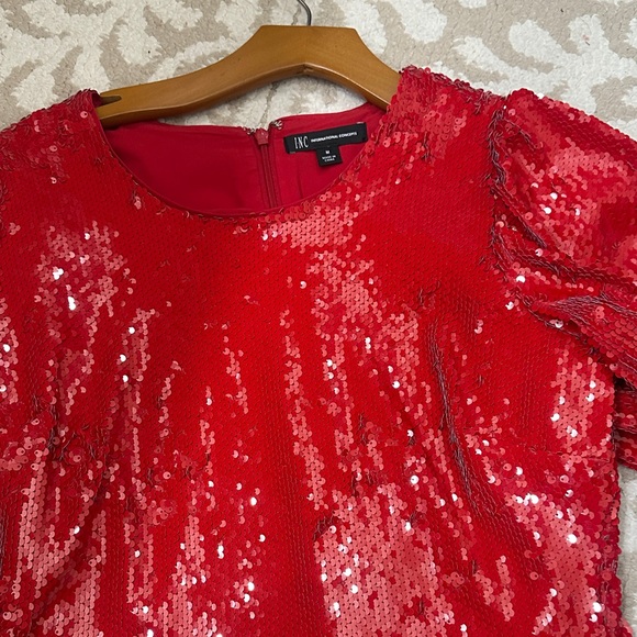 INC International Concepts Tops - INC International Concepts Women's Vibrant Red Sequin Blouse